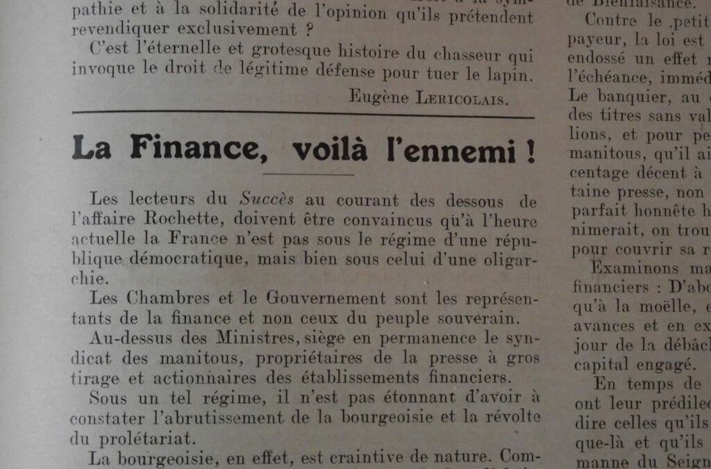 La finance, voilà l’ennemi&nbsp;! 12 novembre 1910