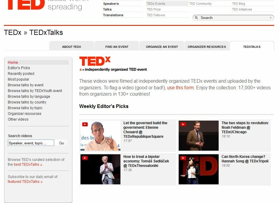 À LA UNE du site général de&nbsp;TEDx