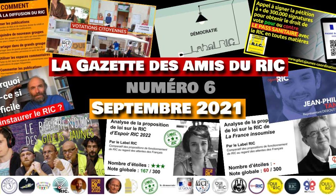 Le #6 de la Gazette des Amis du RIC (septembre 2021) est paru 🙂