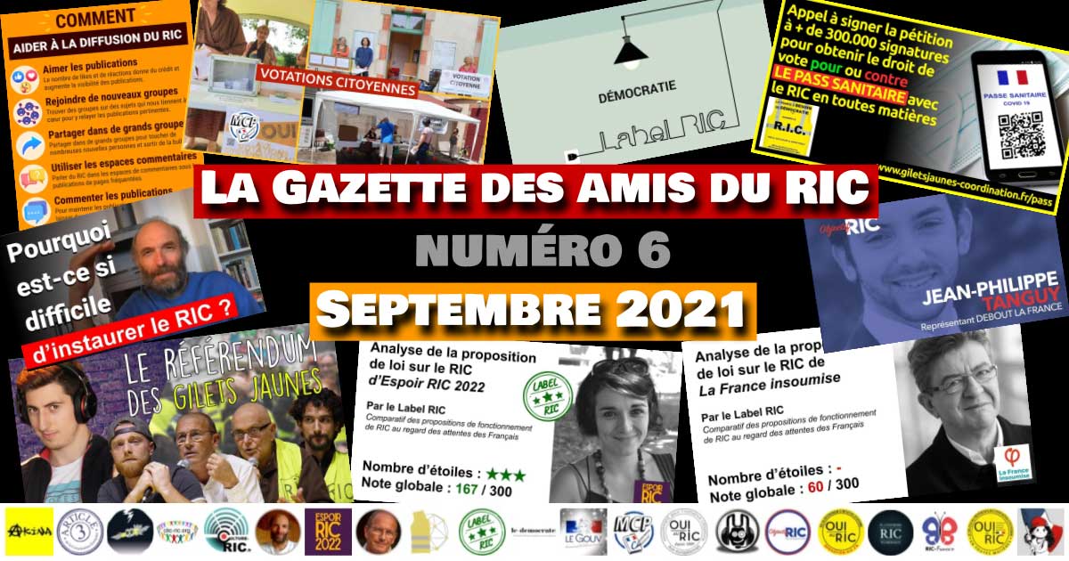 Le #6 de la Gazette des Amis du RIC (septembre 2021) est paru 🙂
