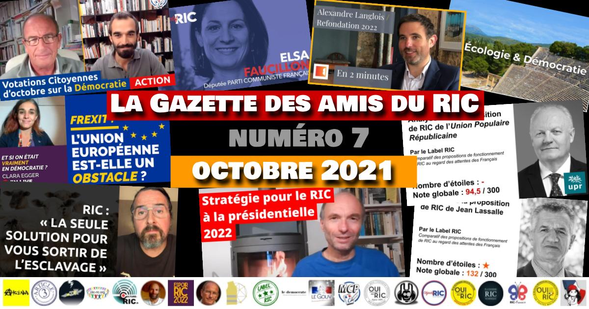 Le #7 de la Gazette des Amis du RIC (octobre 2021) est paru 🙂