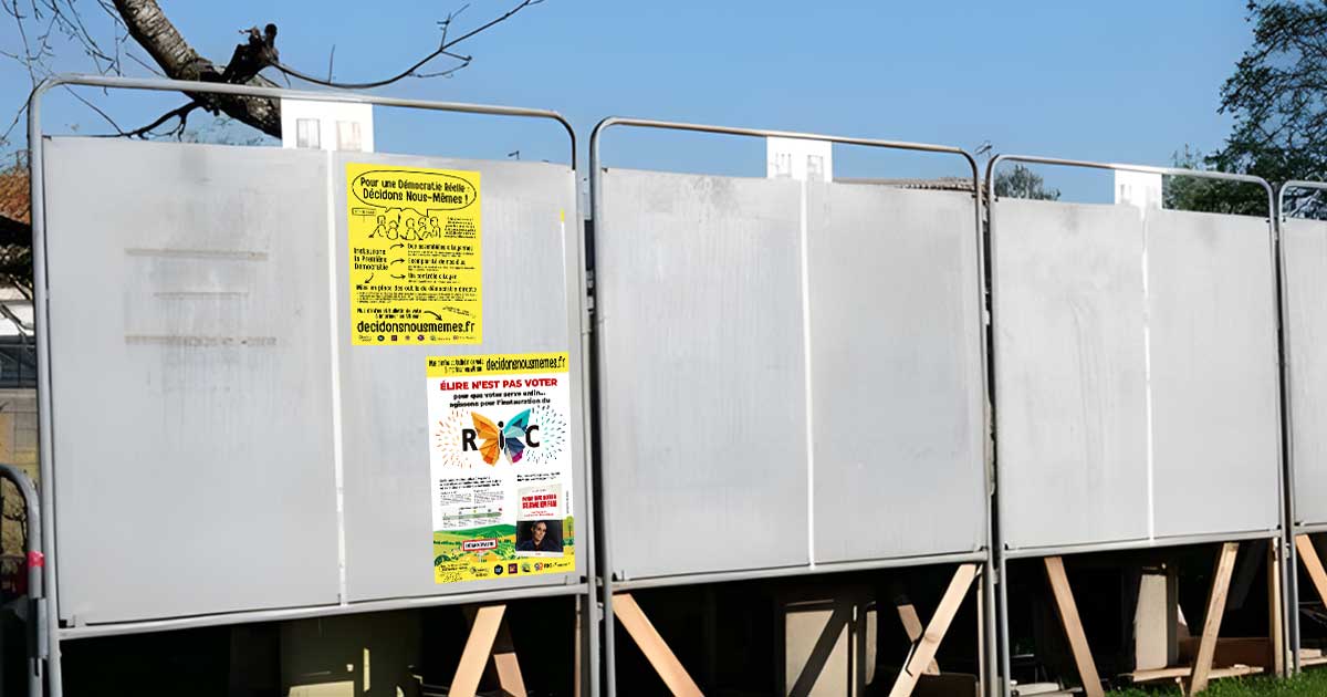 Affiche « Élire n’est pas voter » à coller sur les panneaux électoraux pour le 9 juin