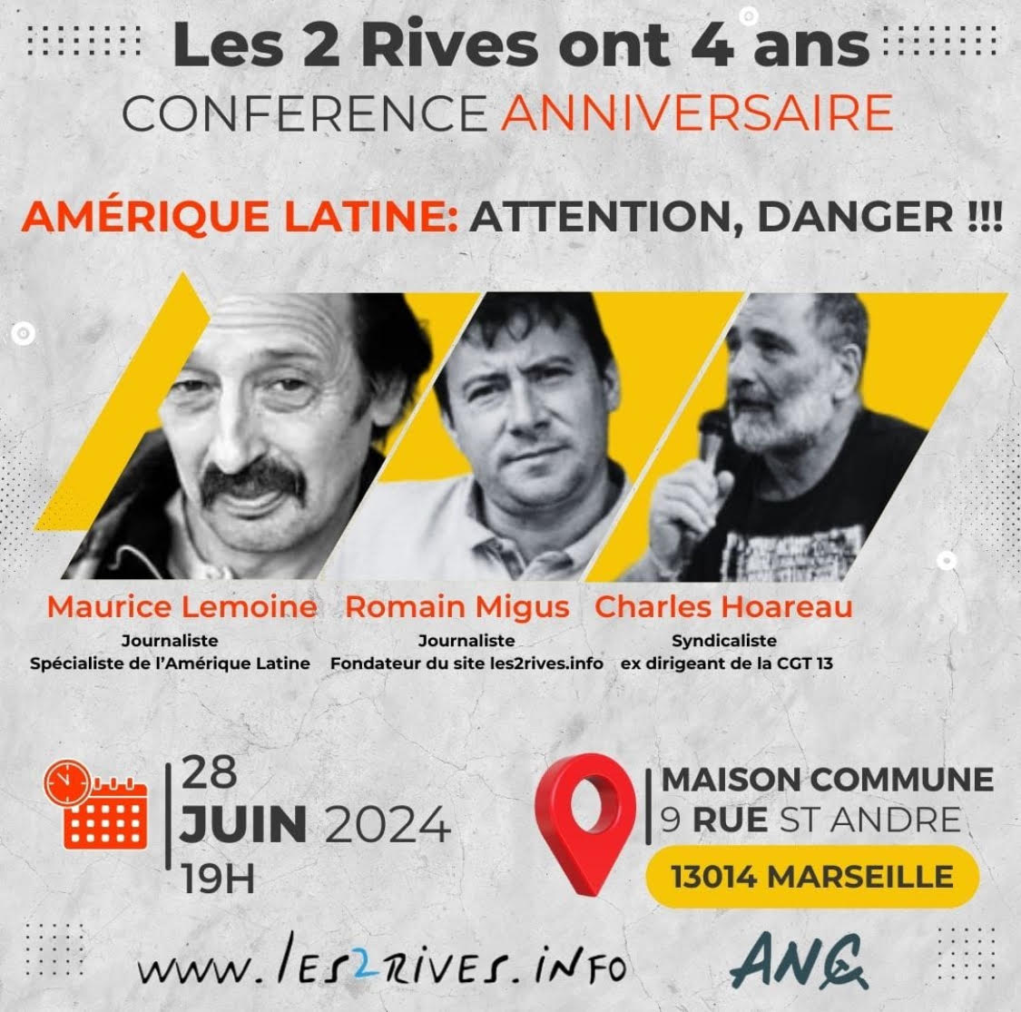 «Amérique Latine: attention danger!» – Conférence à Marseille le 28 juin 2024 par Maurice Lemoine, Romain Migus et Charles Hoareau