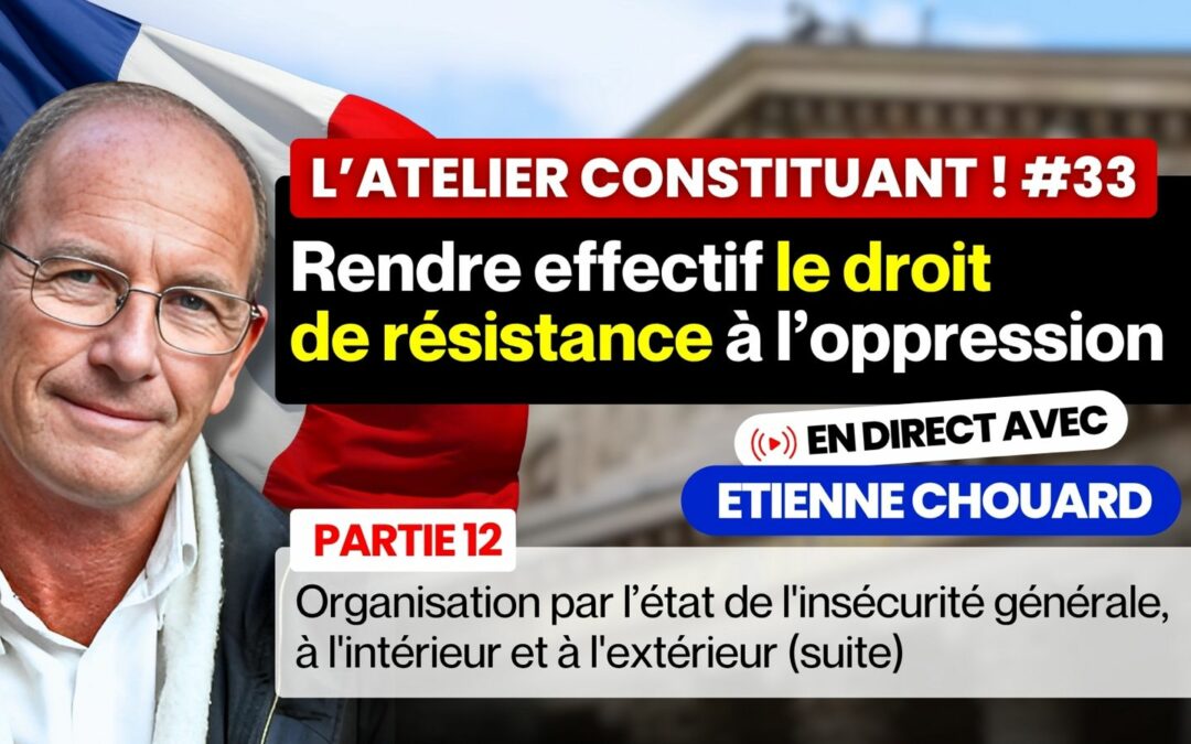 ACN33 RENDRE EFFECTIF LE DROIT DE RÉSISTANCE À L’OPPRESSION 12ème partie&nbsp;: ORGANISATION PAR L’ÉTAT DE L’INSÉCURITÉ GÉNÉRALE, À L’INTÉRIEUR ET À L’EXTÉRIEUR (suite), Atelier constituant Nexus #33 avec Marc, Léo et Nathanaël