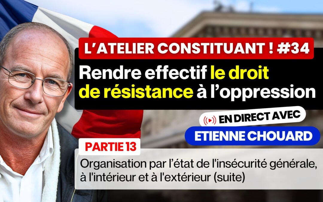 ACN34 RENDRE EFFECTIF LE DROIT DE RÉSISTANCE À L’OPPRESSION 13ème partie&nbsp;: ORGANISATION PAR L’ÉTAT DE L’INSÉCURITÉ GÉNÉRALE, À L’INTÉRIEUR ET À L’EXTÉRIEUR (suite), Atelier constituant Nexus #34 avec Marc, Léo et Nathanaël